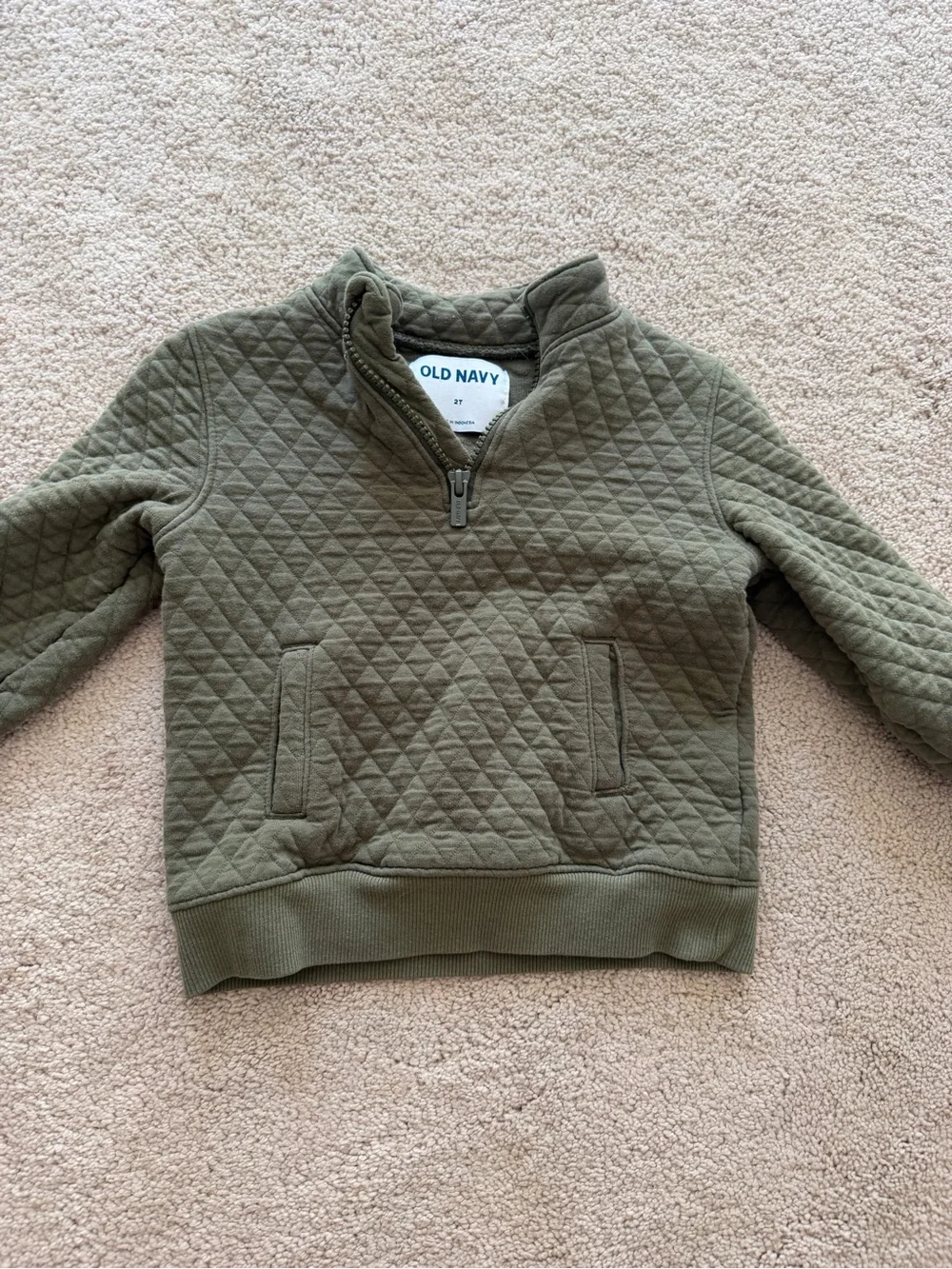Old Navy Olive Quilted Half-Zip Pullover for Kids